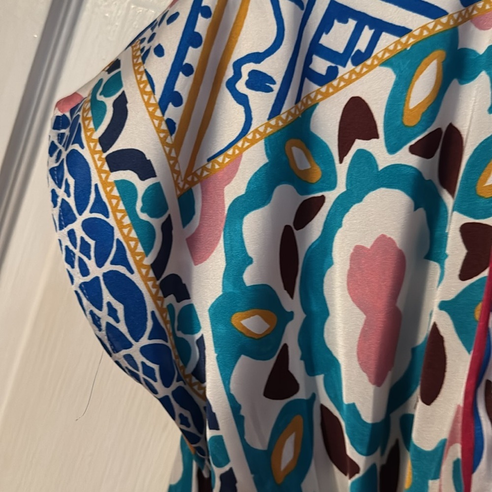 Zara NWT Satin Effect Multicolor Patchwork Print … - image 7